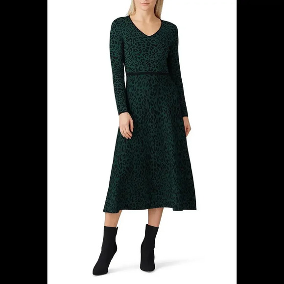Great Jones Leopard Knit Long Sleeve Midi Dress SIZE S - Picture 1 of 7
